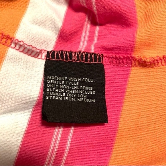 Vintage Erika Pink & Orange Striped Short Sleeve Shirt size XL - Picture 7 of 7